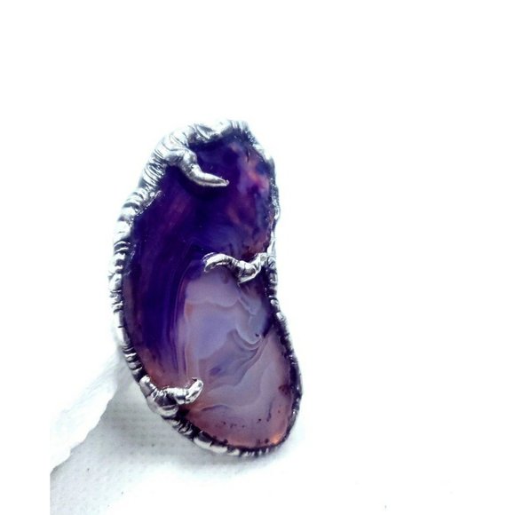 Gothic purple agate crystal statement ring - Picture 10 of 12